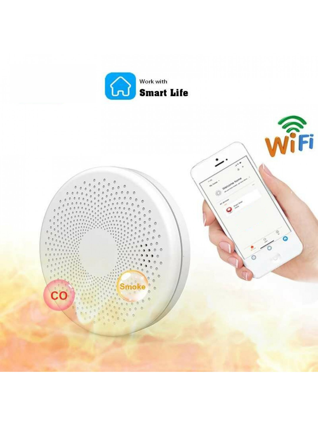 2 in 1 Version WiFi Function  And Smart Life Smoke Detector Sensor &amp; Carbon Monoxide Co Gas Detector Smoke Fire Sound Al