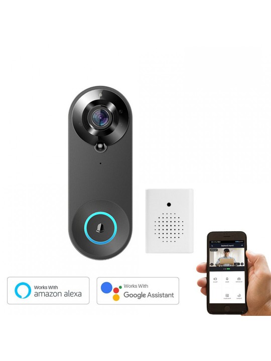 W3 720P WiFi Video Doorbell Intelligent IR Night Vision Two-way Audio Remote Phone Monitoring Motion Detection Alarm Support Mem