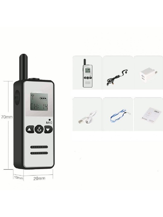  V-8 Mini Walkie Talkie Intercom 16 Channel 400-470MHz FM Transceiver One Way Radio For Hotel - US PLUG Red