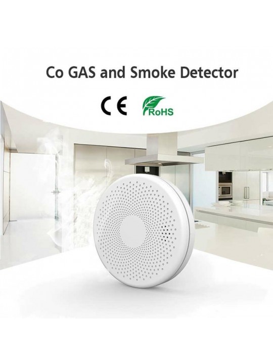 2 in 1 Version WiFi Function Tuya And Smart Life Smoke Detector Sensor &amp; Carbon Monoxide Co Gas Detector Smoke Fire Sound Al