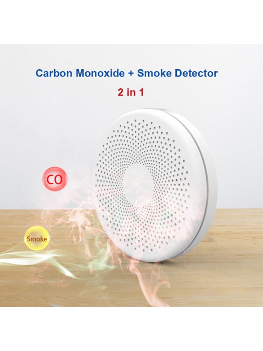 2 in 1 Version WiFi Function Tuya And Smart Life Smoke Detector Sensor &amp; Carbon Monoxide Co Gas Detector Smoke Fire Sound Al