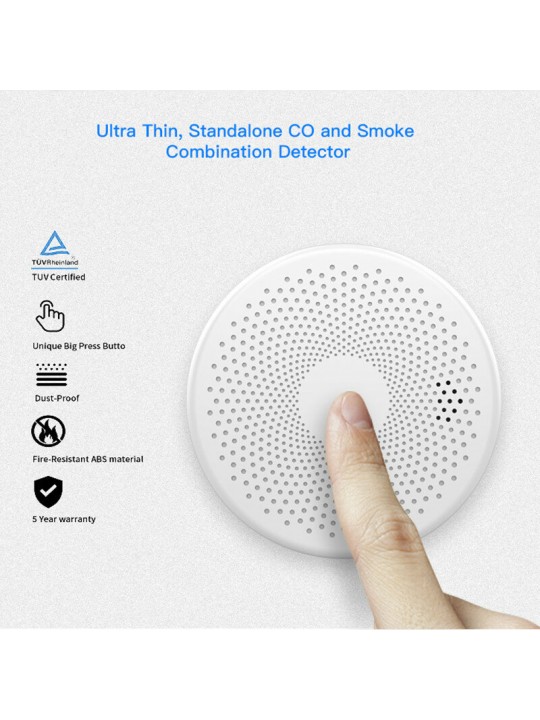 2 in 1 Version WiFi Function Tuya And Smart Life Smoke Detector Sensor &amp; Carbon Monoxide Co Gas Detector Smoke Fire Sound Al