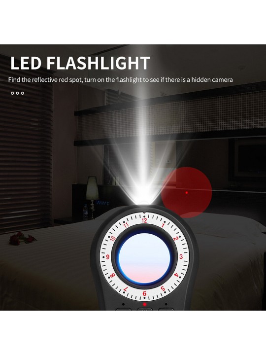 S100 Anti-candid Camera Detector Portable Pinhole Camera Detection Device Infrared Scanning Vibrating Lights Alarm Anti-Monitori