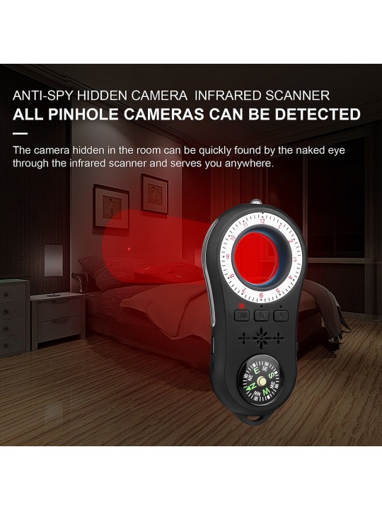S100 Anti-candid Camera Detector Portable Pinhole Camera Detection Device Infrared Scanning Vibrating Lights Alarm Anti-Monitori