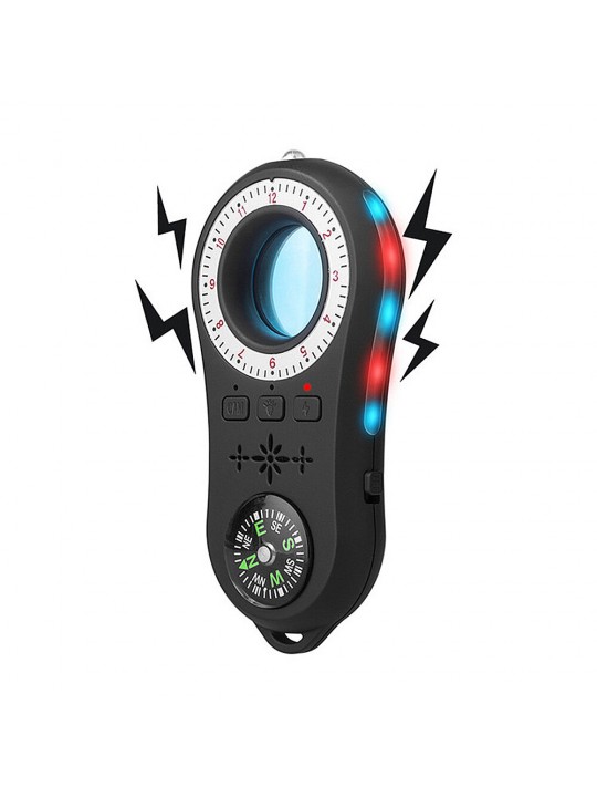S100 Anti-candid Camera Detector Portable Pinhole Camera Detection Device Infrared Scanning Vibrating Lights Alarm Anti-Monitori