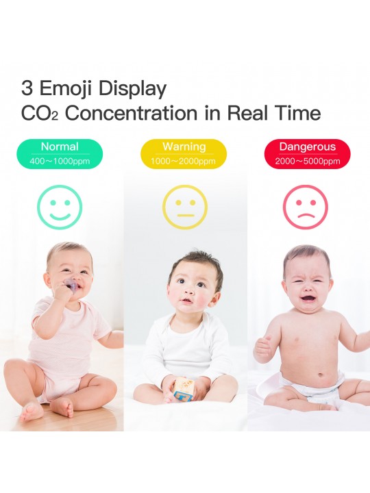 MoesHouse Tuya bluetooth 3 in 1 Multi-functional Air Monitor Temperature Humidity Carbon Dioxide Sensor with Alarm Clock for Hom