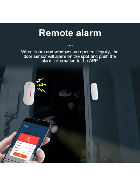 AW301 Tuya WiFi Smart Door and Window Detector Sound Light Alarm Remote APP Notifications Push Scheduled Arming Disarming Househ