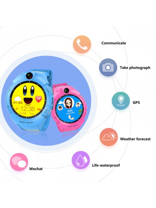Kids Smartwatches with Camera LBS Location Child Tough Screenn Waterproof Anti Lost Monitor - Blue
