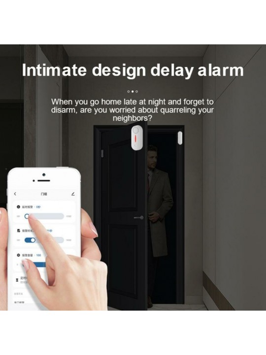 AW301 Tuya WiFi Smart Door and Window Detector Sound Light Alarm Remote APP Notifications Push Scheduled Arming Disarming Househ
