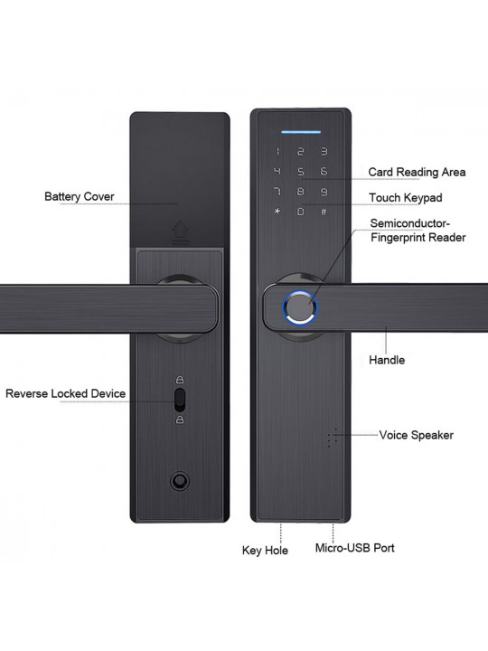 Electronic Smart Door Lock Biometric Fingerprint  Digital Code Smart Card Key
