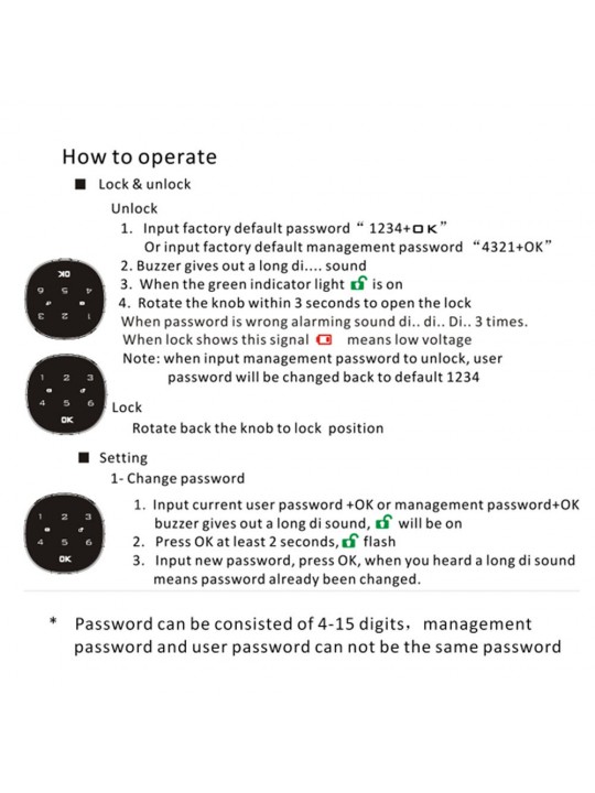 DIY Dry battery Digital Electronic Password Keypad Number Cabinet Code Door Lock drawer Locks Confused password function - 30mm