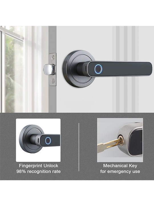 Smart Fingerprint Handle Door Lock Intelligent Anti-theft Door Lock Fingerprint Key Unlock Home Lock Electronic Entry Door Secur