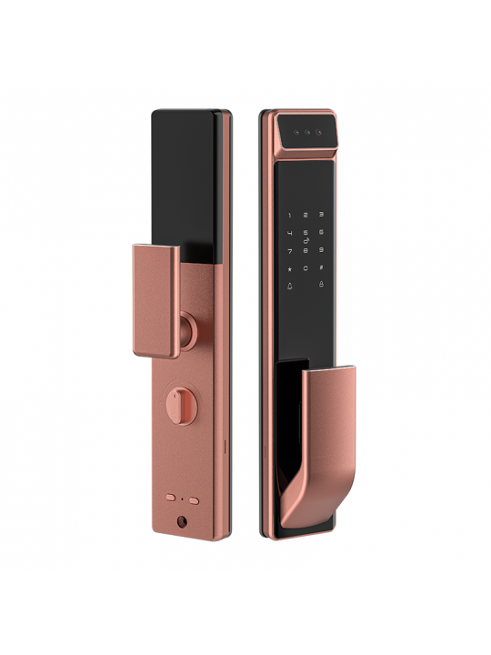 3D Face Smart Door Lock Security Camera Monitor Intelligent Fingerprint Password Biometric Electronic Key Unlock - Black