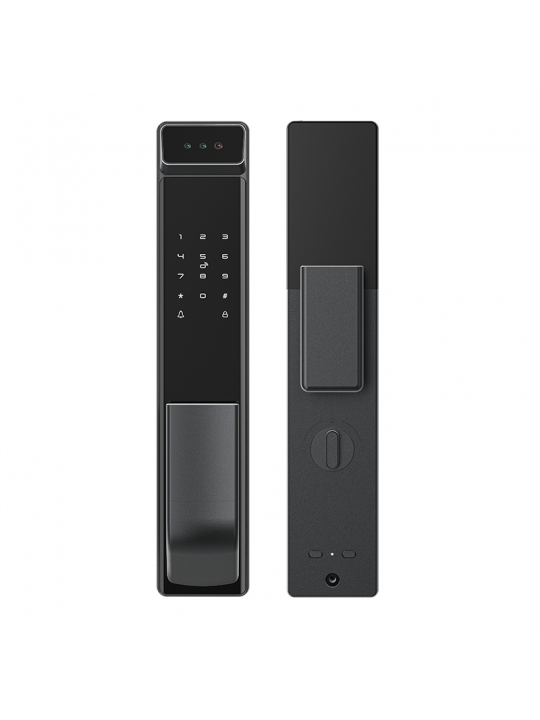 3D Face Smart Door Lock Security Camera Monitor Intelligent Fingerprint Password Biometric Electronic Key Unlock - Black