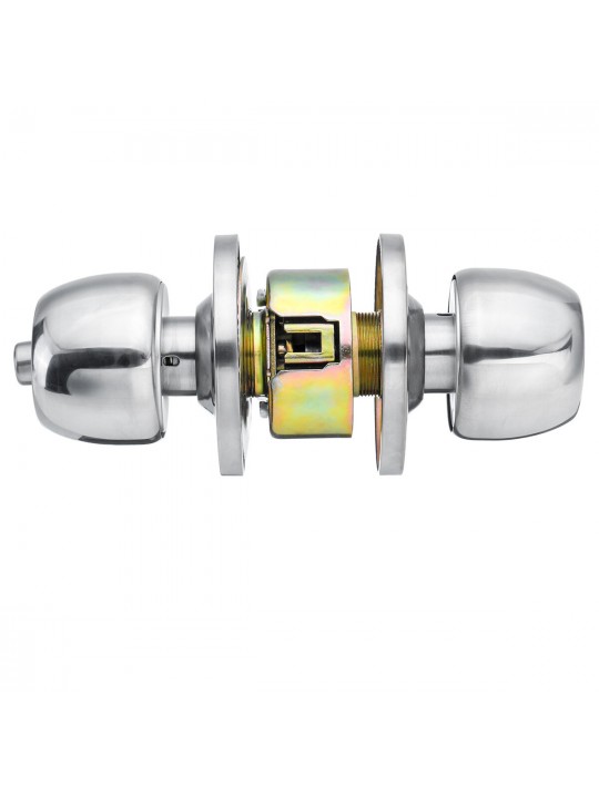 Stainless Steel Round Door Knobs Privacy Passage Entrance Lock Entry with 3 Keys - Center distance 60mm