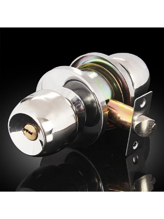 Stainless Steel Round Door Knobs Privacy Passage Entrance Lock Entry with 3 Keys - Center distance 60mm