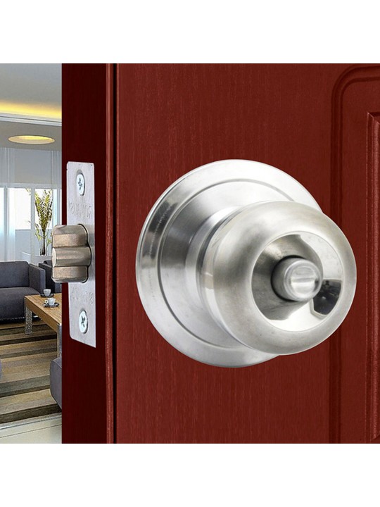 Stainless Steel Round Door Knobs Privacy Passage Entrance Lock Entry with 3 Keys - Center distance 60mm