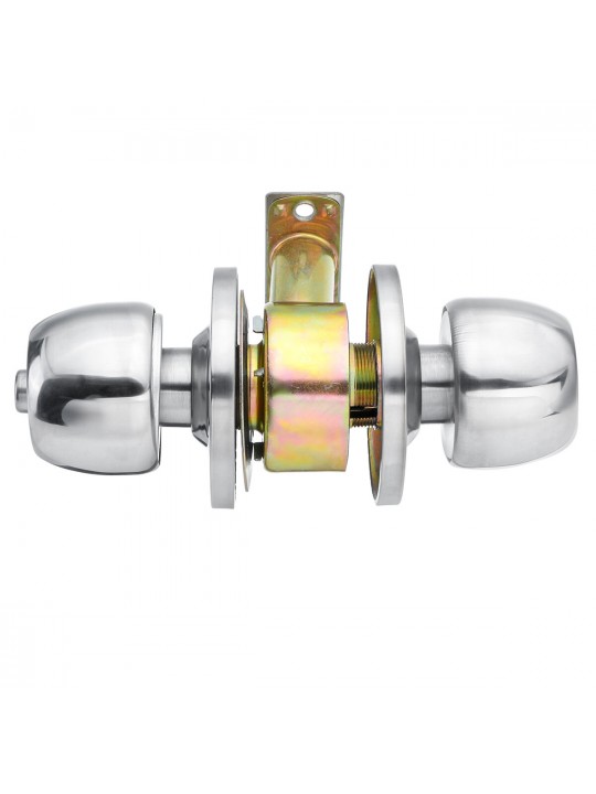 Stainless Steel Round Door Knobs Privacy Passage Entrance Lock Entry with 3 Keys - Center distance 60mm