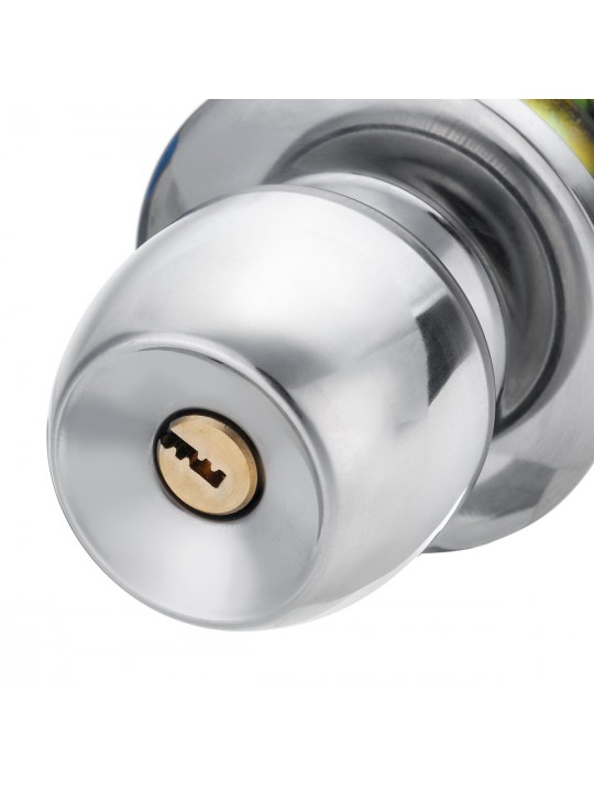 Stainless Steel Round Door Knobs Privacy Passage Entrance Lock Entry with 3 Keys - Center distance 60mm