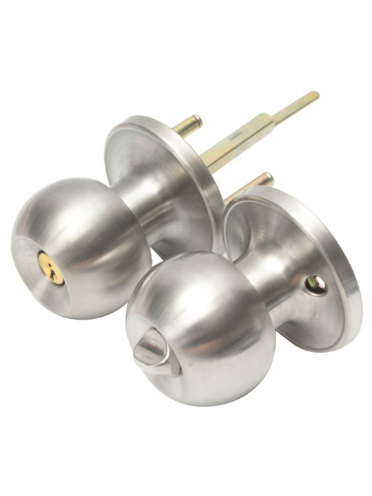 Stainless Steel Bathroom Round Door Knobs Set Handle Entrance Lock With Key 
