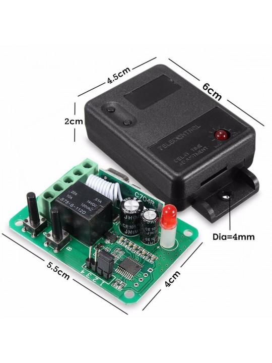 DC12V 1CH 315/433MHz Wireless Time Delay Relay RF Remote Control Switch Receiver - 315MHZ