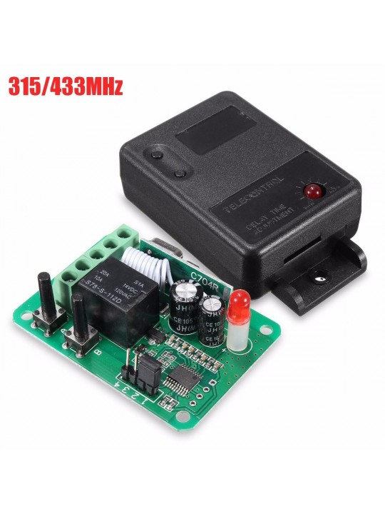 DC12V 1CH 315/433MHz Wireless Time Delay Relay RF Remote Control Switch Receiver - 315MHZ