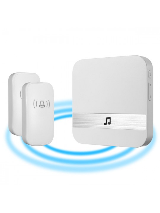 300M Waterproof LED Wireless Doorbell 52 Songs Chime Door Bell SOS EU/US/UK Plug - Black UK Plug