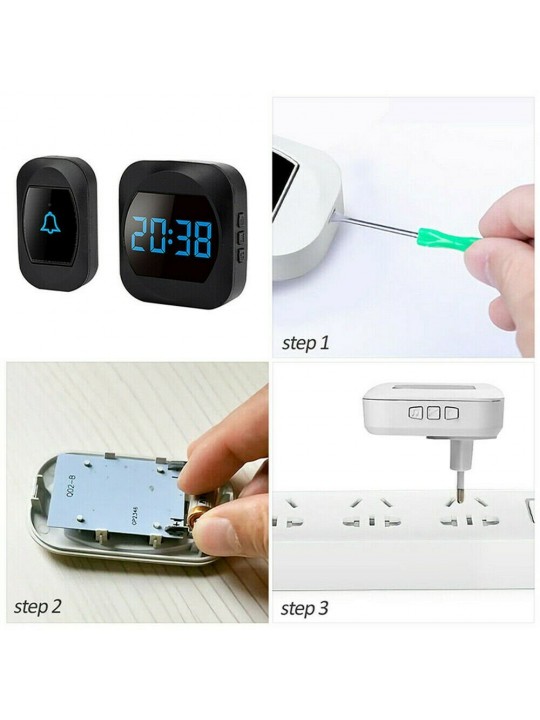 ML 195 Wireless Doorbell Smart Household DoorBell With Time Display Volume Adjustable Mutil Use for Home Apartment OfficeSelf-po