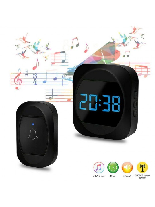 ML 195 Wireless Doorbell Smart Household DoorBell With Time Display Volume Adjustable Mutil Use for Home Apartment OfficeSelf-po