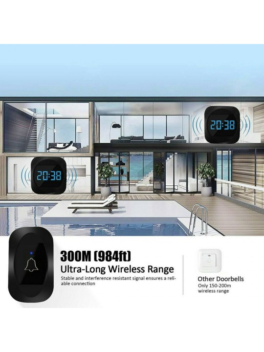 ML 195 Wireless Doorbell Smart Household DoorBell With Time Display Volume Adjustable Mutil Use for Home Apartment OfficeSelf-po