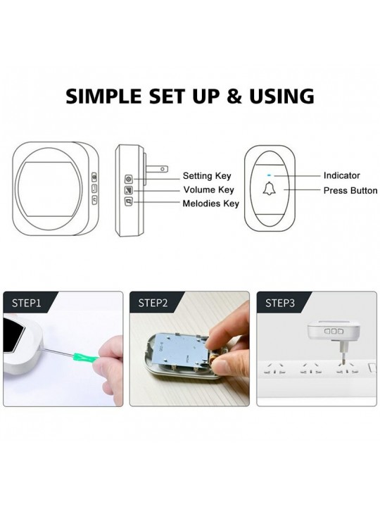 ML 195 Wireless Doorbell Smart Household DoorBell With Time Display Volume Adjustable Mutil Use for Home Apartment OfficeSelf-po