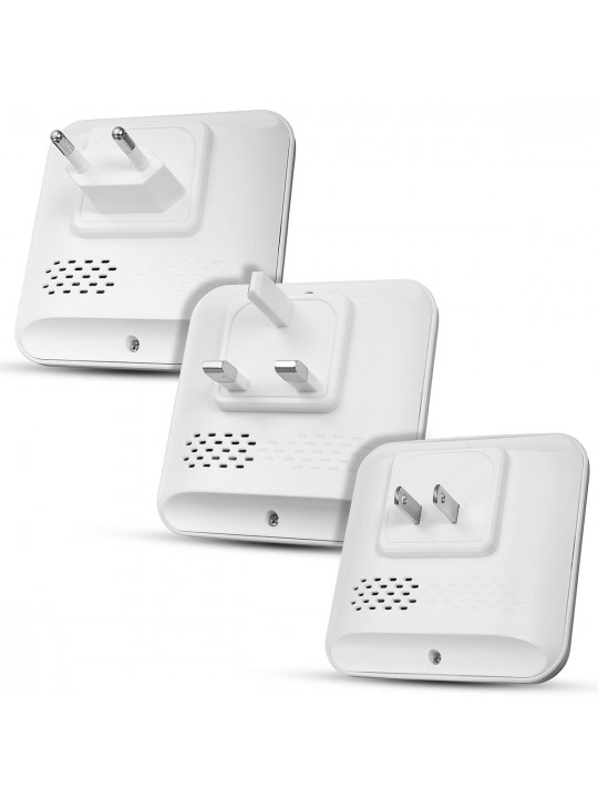 Home House 4 Volume Wireless Doorbell Chime 2 Receiver + 1 Doorbell - Black UK Plug