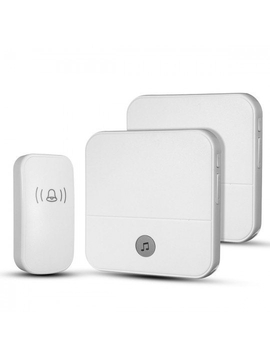 Home House 4 Volume Wireless Doorbell Chime 2 Receiver + 1 Doorbell - Black UK Plug