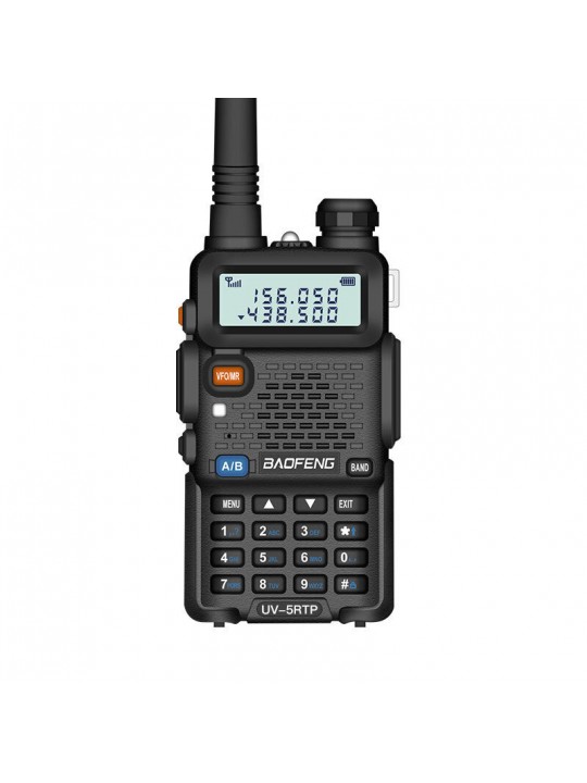 UK Standard Baofeng UV-5RTP High-power Walkie Talkie Dual Band Long Range Portable Waterproof Two Way Mini FM Radio - Black