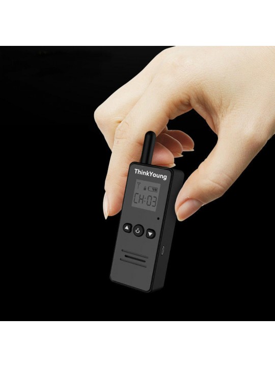 THINKYOUNG T8 45g Mini Ultra Thin Handheld Radio Walkie Talkie Hotel Driving Civilian Interphone Intercom - Black EU Plug