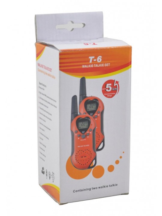 1 Pair KALOAD T6 8/22 Optional Channels 446/462MHz License Free Mini Walkie Talkie For Kid - US PLUG  Red