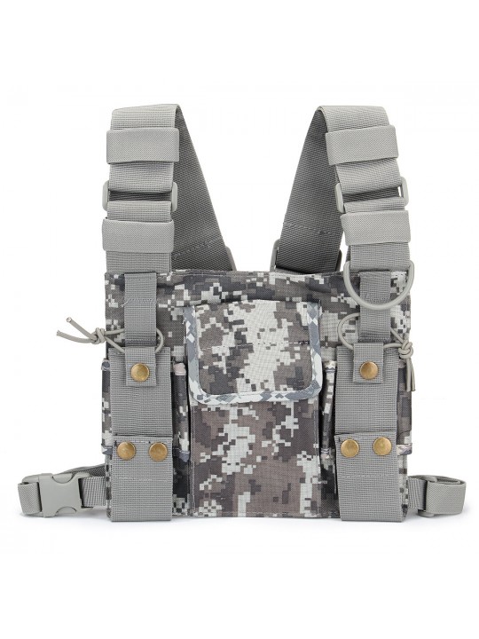 Radio Walkie Talkie Chest Pocket Harness Bag Backpack Holster Pouch Camouflage 