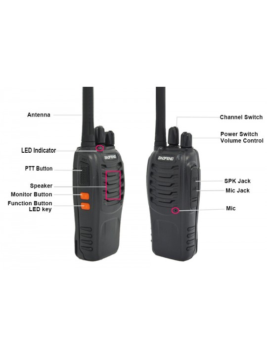 2Pcs/set Baofeng BF-888S Walkie Talkie Portable Radio Station BF888s 5W 16CH UHF 400-470MHz BF 888S walkie-talkie two-way Radio 