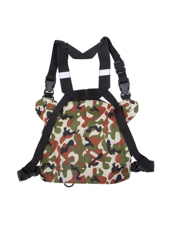 Tactical Harness Front Pack Bag Case Pouch Carry Holster for Kenwood Motorolas TYT Baofeng Walkie Talkie Vest Rig Chest Bag - Bl