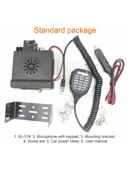 Baojie BJ-318 Dual Band Car Mobile Radio VHF 136-174Mhz UHF 400-490MHz 256CH 25W Two Way Radio FM Transceiver Walkie Talkie