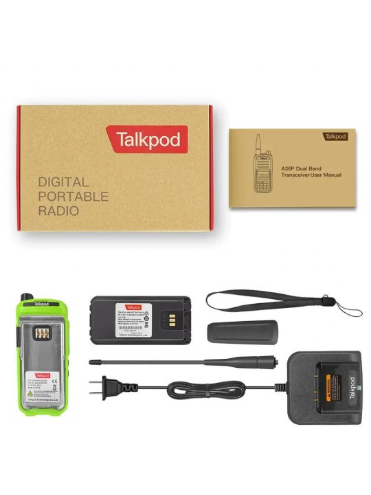 Talkpok A36plus Walkie Talkie Multi-Function Dual Bander with Color Display GMRS Amateur HAM Two-way Radio 512 Channel 5W 7-Band