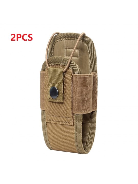 2PCS 1000D Tactical Molle Radio Walkie Talkie Pouch Waist Bag Holder Pocket Portable Interphone Carry Bag for Hunting Camping - 