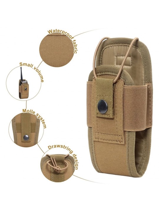 2PCS 1000D Tactical Molle Radio Walkie Talkie Pouch Waist Bag Holder Pocket Portable Interphone Carry Bag for Hunting Camping - 