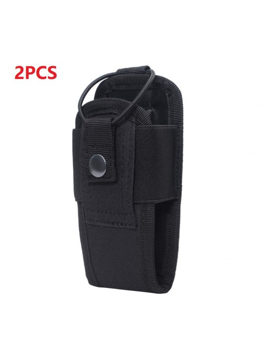 2PCS 1000D Tactical Molle Radio Walkie Talkie Pouch Waist Bag Holder Pocket Portable Interphone Carry Bag for Hunting Camping - 