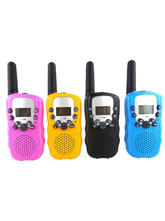 T388 Wireless Kids Walkie Talkie Portable Handheld Radio 0.5W UHF 462-467MHz 22CH Long Range Two Way Radio for Children - Black