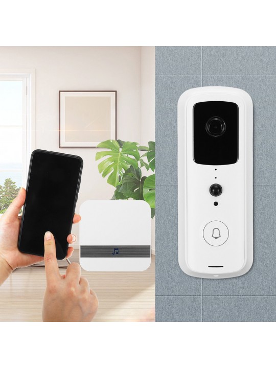 Smart WiFi HD 1080P Video Doorbell IR Visual Camera Intercom 166° Wide Angle Home Security Kit APP Control - #B