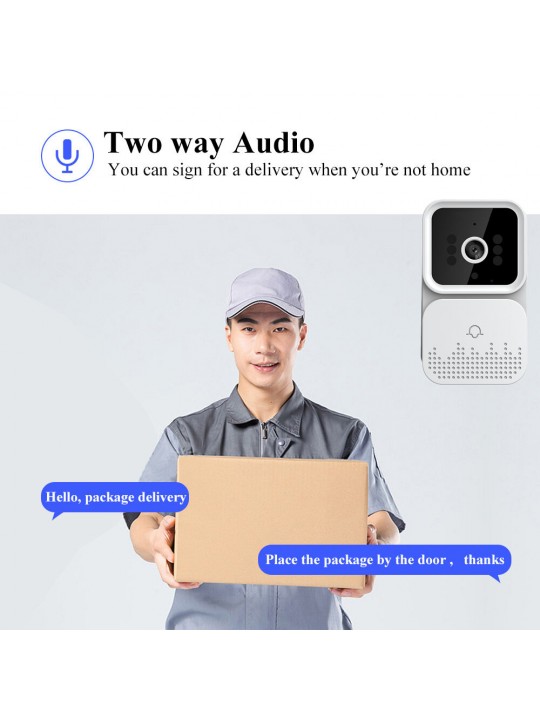 Smart Visual Doorbell Outdoor WiFi Camera Intelligent IR Night Vision Two-way Audio Remote APP Viewing Video Door Bell for Home 