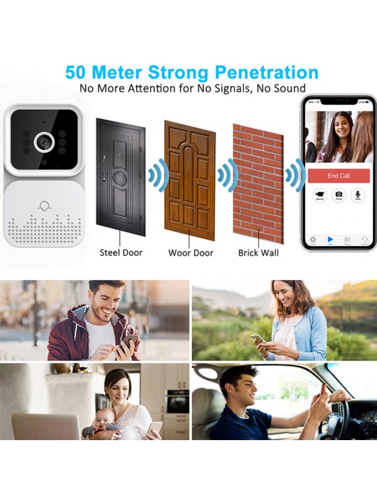 Smart Visual Doorbell Outdoor WiFi Camera Intelligent IR Night Vision Two-way Audio Remote APP Viewing Video Door Bell for Home 