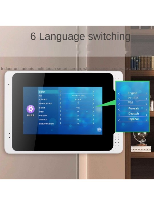 1080P WiFi Smart Video Doorbell with 7inch Touch Panel Screen EU Plug APP Remote Viewing Motion Detection IR Night Vision Interc