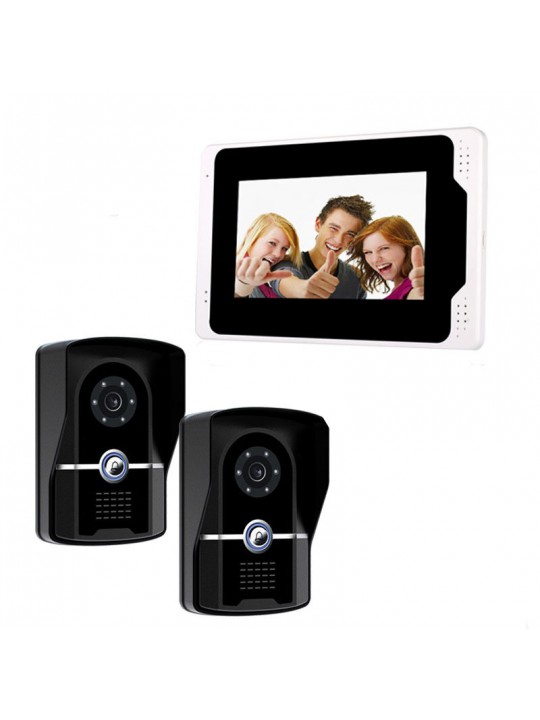 1080P WiFi Smart Video Doorbell with 7inch Touch Panel Screen EU Plug APP Remote Viewing Motion Detection IR Night Vision Interc